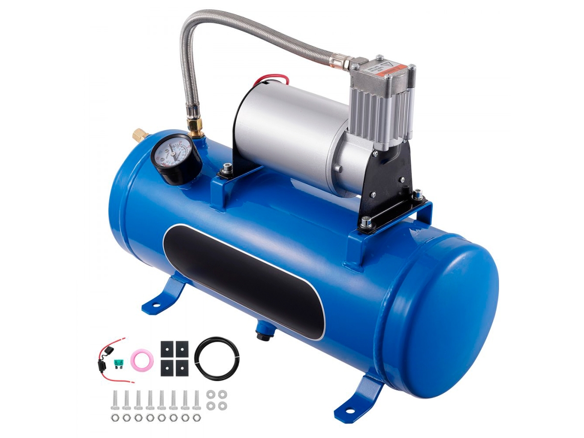 Compresor de aire de 12 V con tanque de 6 L para vehículos, presión de 90 a 120 psi Tekmaquinas