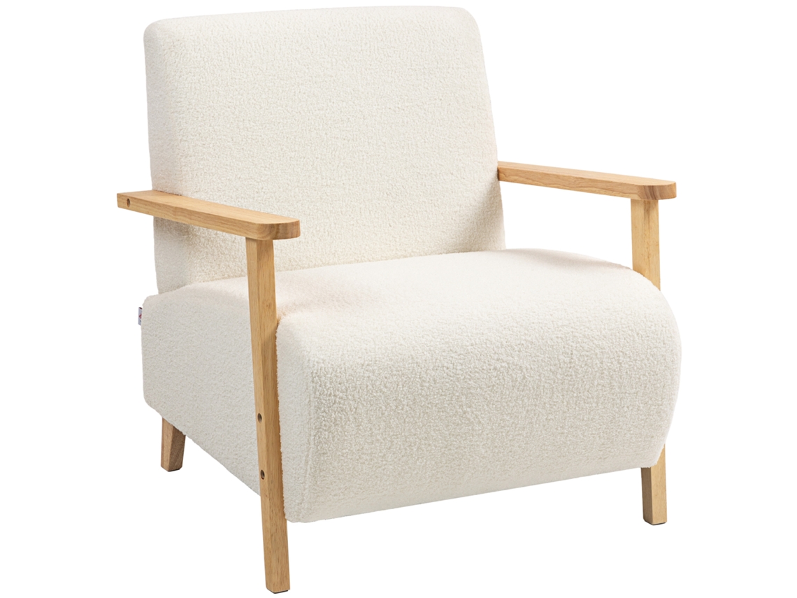 Sillón Nórdico De Sherpa, 74,5 X 76 X 78 Cm, Color Crema.