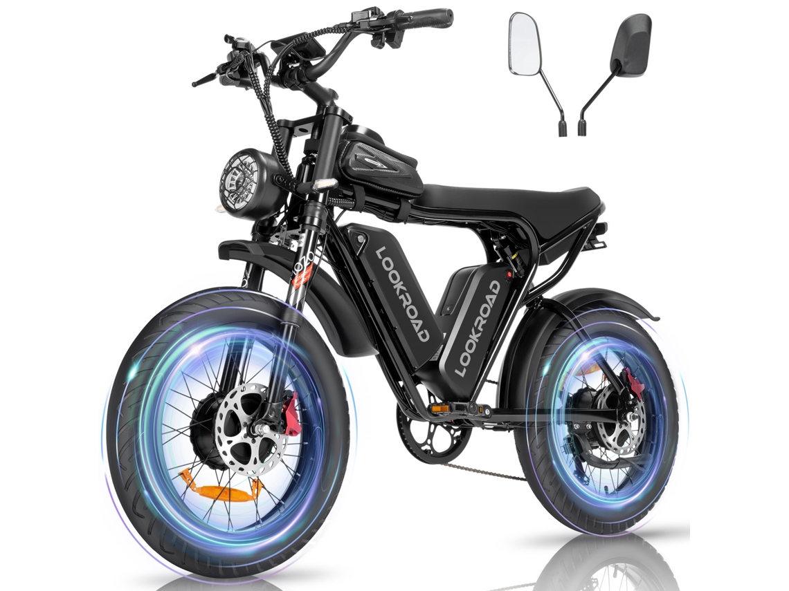 Bicicleta Eléctrica Lookroad L20 Pro De 2000 W, Con Doble Motor, Dos Baterías De 52 V Y 20 Ah, Velocidad Máxima De 60 Km/h 20 Pulgadas