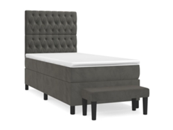 Maison Exclusive - Cama Box Spring Con Colchón Terciopelo Gris Oscuro 80x200 Cm