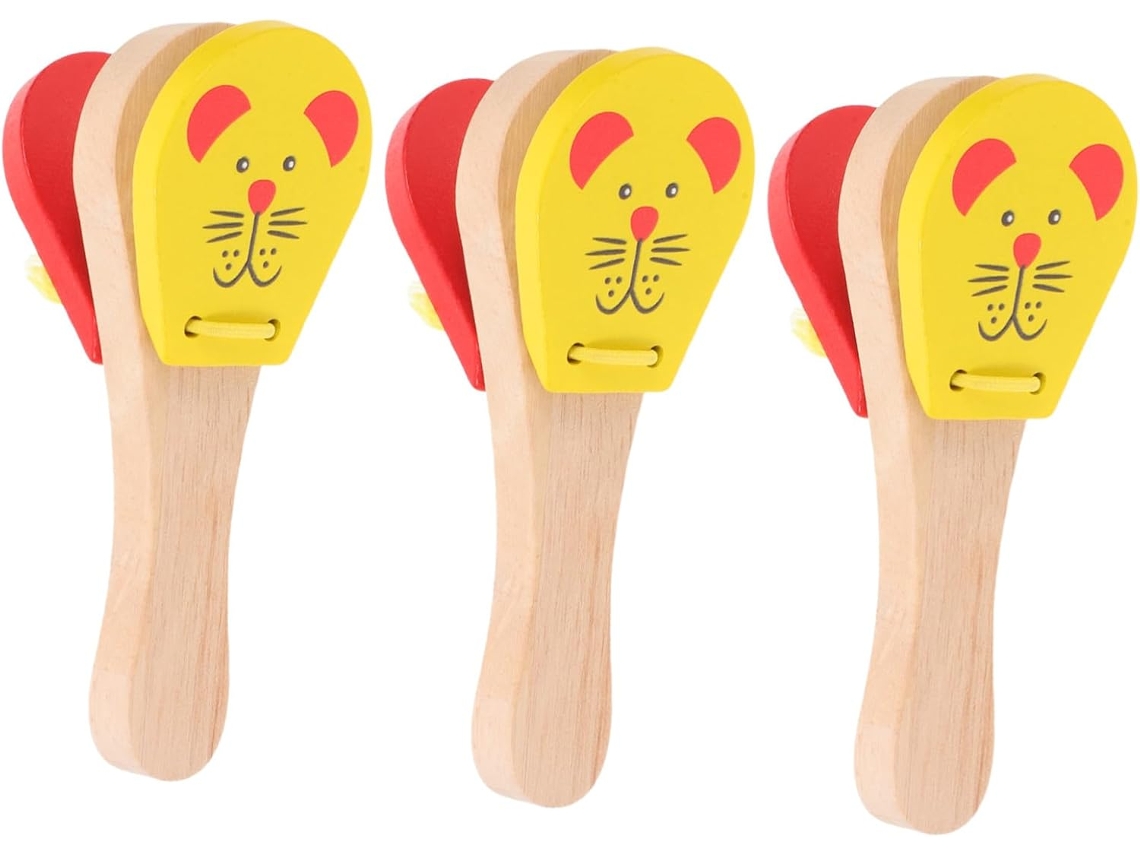 Piezas De Castañuelas De Madera Para Instrumentos De Percusión Con Temática Animal. Aprendizaje Musical Temprano Y Sensorial.