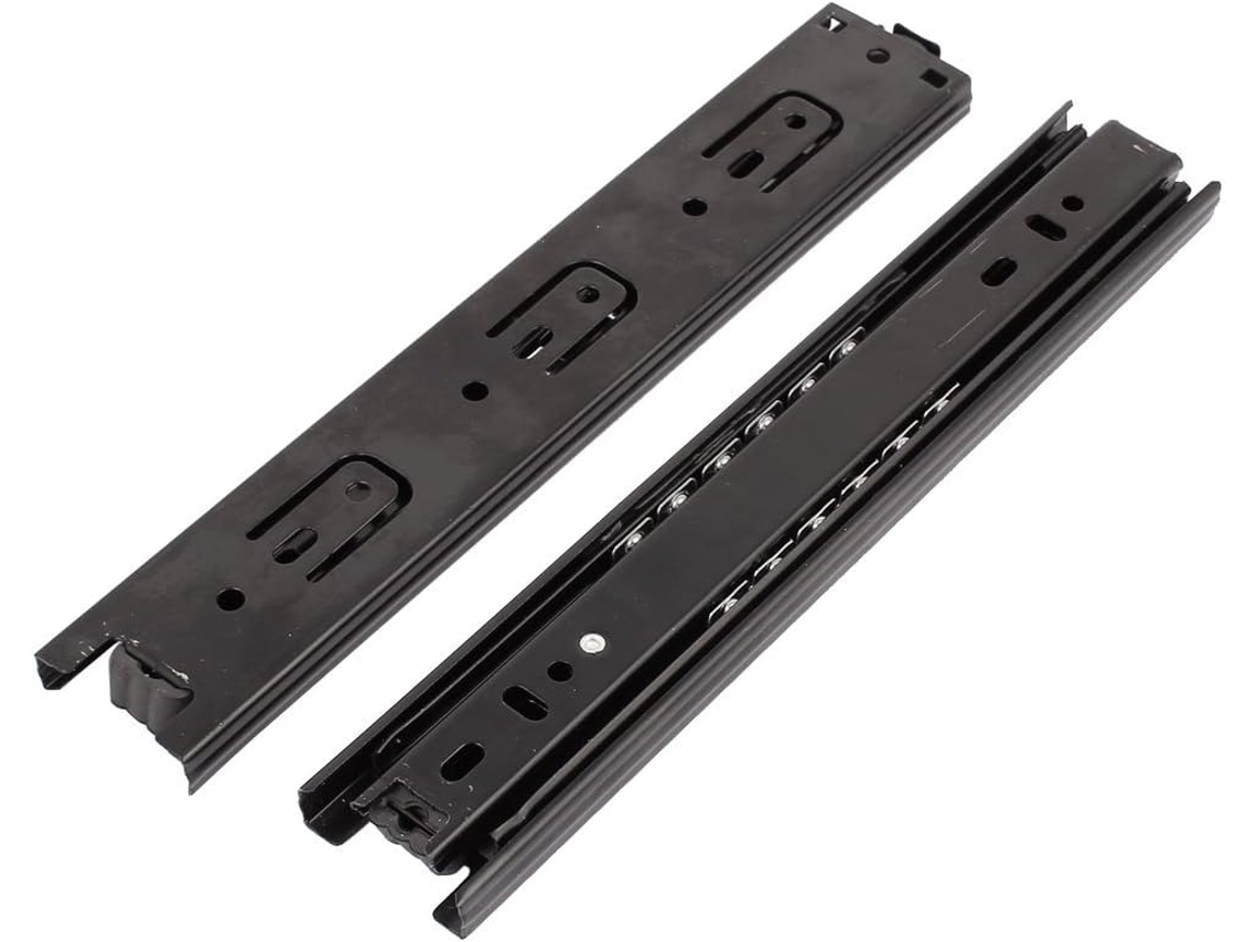 Unidades Guías Telescópicas 3 Secciones Cajones Muebles, Color Negro, 9 Pulgadas Largo, 2