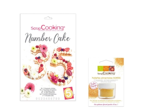Set Tarta Números + Brillo dorado comestible