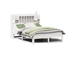 Maison Exclusive - Cama Con Estantería Sin Colchón Madera Maciza Blanca 135x190 Cm