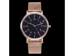 Reloj De Pulsera De Aleación Con Dial Redondo Analógico Cuarzo Para Mujer Y Hombre Oro Rosa Y Negro