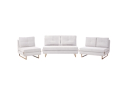 Conjunto de sofás Beliani Jerslev Cambalhota para 6 personas en tela blanca