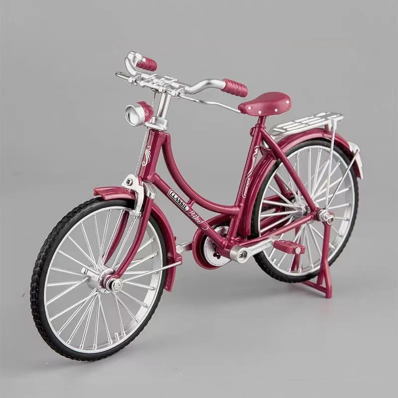 Bicicleta Miniatura De Metal Fundido (roja), Juguete Coleccionable Realista, Regalo Para Niños.
