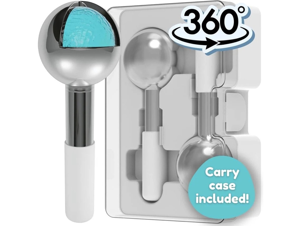 Bola de hielo para tratamiento facial, bola de hielo de acero irrompible con estuche, rodillo de hielo para rostro y ojos, color blanco Yizhood