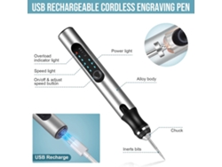 Kit De Pluma De Grabado Fácil De Usar, Herramienta De Tallado Eléctrica Inalámbrica Con Luces Indicadoras Y Carga Usb, Máquina De 3 Velocidades Ajusta