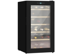 Bodega para vinos, temperatura regulable, capacidad para 24 botellas, color negro.