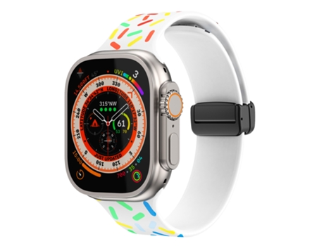 Correa Smartwatch para Apple Watch Ultra 49mm Rainbow Dots Silicona con Hebilla Magnética Negra (Blanco)