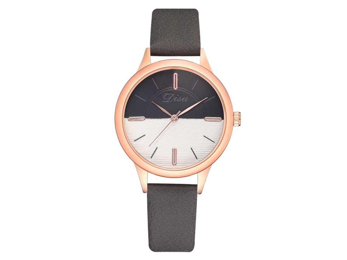 Reloj Casual Para Mujer De Piel Sintética Con Correa De Aleación De Cuarzo Gris.