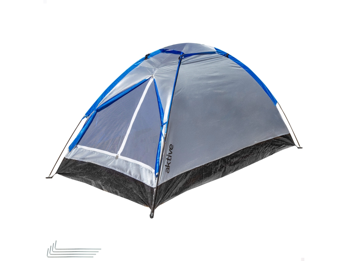 Tienda de campaña gris y azul para 2 personas, 120x200x100 cm AKTIVE
