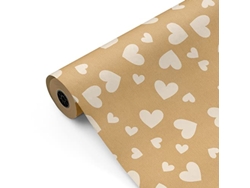 Rollo Papel Regalo Kraft Corazones 62cm X 80m Bobina Resistente San Valentín Eventos - Fp Fiesta Paper