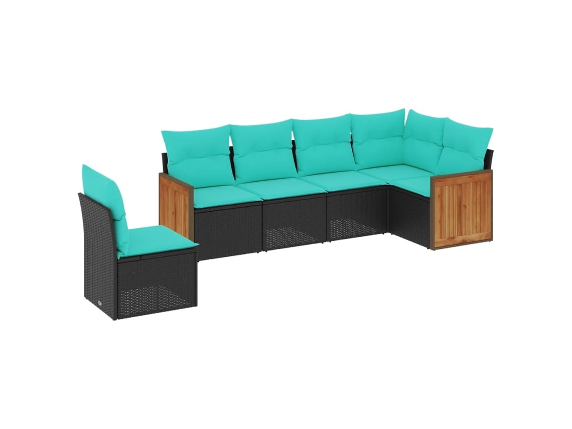 Maison Exclusive - Conjunto De Sofá De Jardín De 6 Piezas Con Cojines, De Poliratán Negro