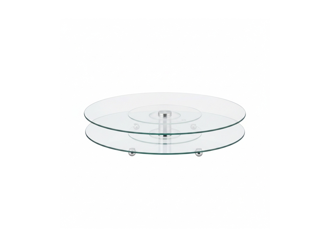 Travessa Relaxdays Xl, Giratória A 360°, Queijo, Petiscos, Bolo, Redonda, ∅ 45 Cm, Prato De Vidro, Transparente/prata