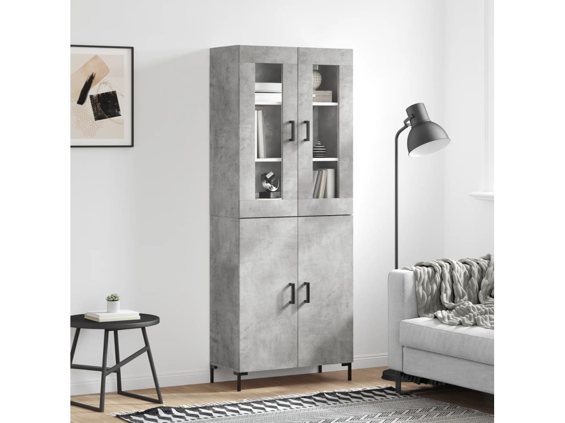 Aparador Alto Madera Contrachapada Gris Hormigón 69,5x34x180 Cm