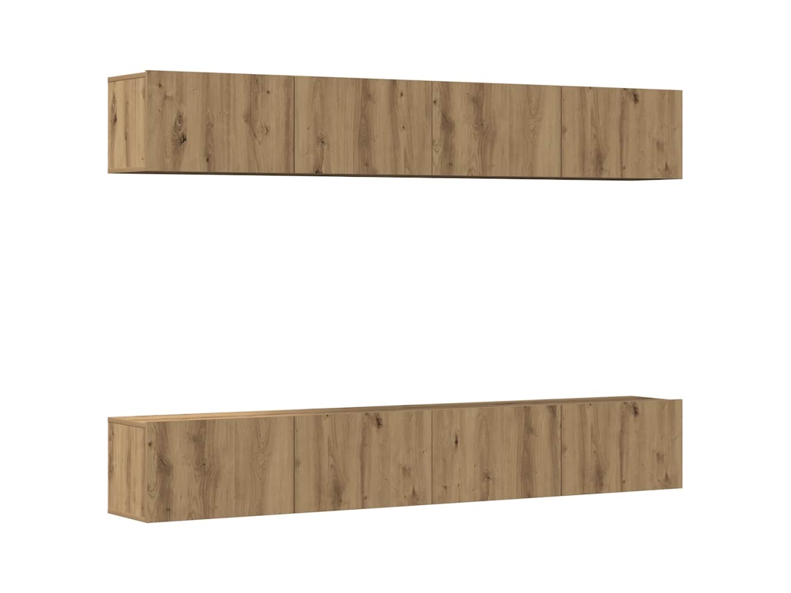 Maison Exclusive - Conjunto De 4 Piezas De Muebles Para Tv De Pared, Roble Artesanal, 100x30x30 Cm
