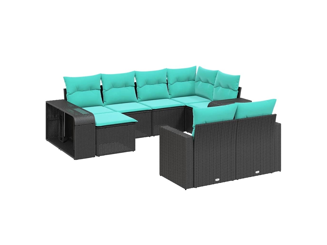 Maison Exclusive - Conjunto De Sofá De Jardín De 10 Piezas Con Cojines, De Poliratán Negro