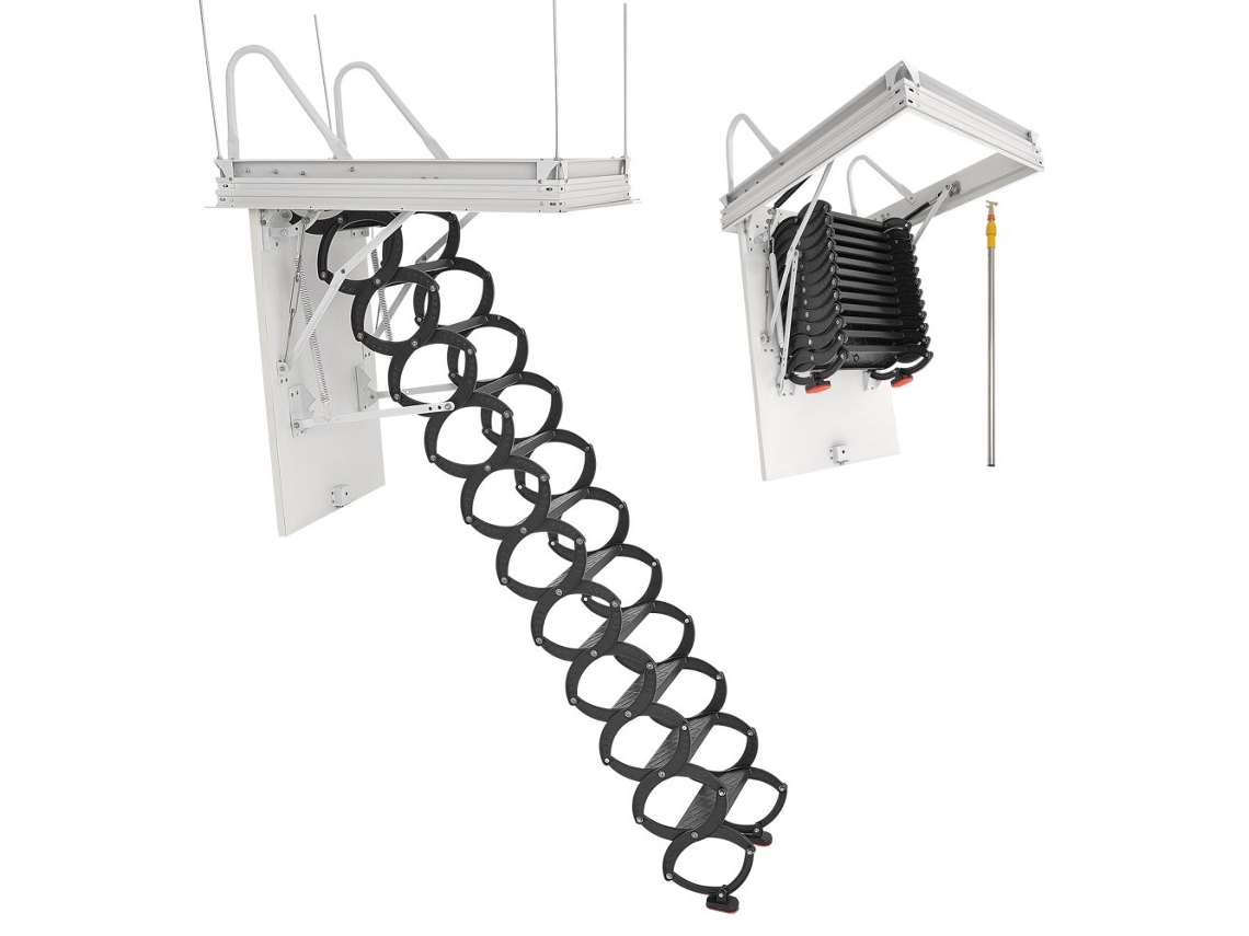 Escalera de acceso a ático de acero con sistema hidráulico y capacidad hasta 299 kg Tekmaquinas