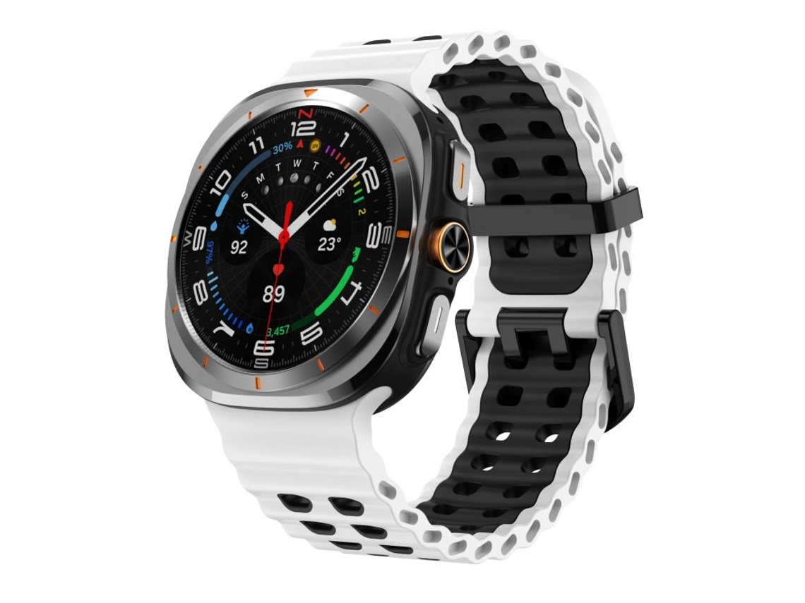 Correa de silicona Ocean para Samsung Galaxy Watch Ultra con doble orificio y hebilla negra | Dos colores (47 mm)