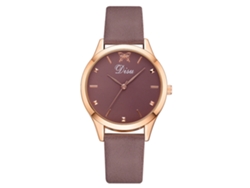 Reloj De Pulsera De Cuarzo Sencillo Para Mujer Con Correa De Piel Sintética Beige.