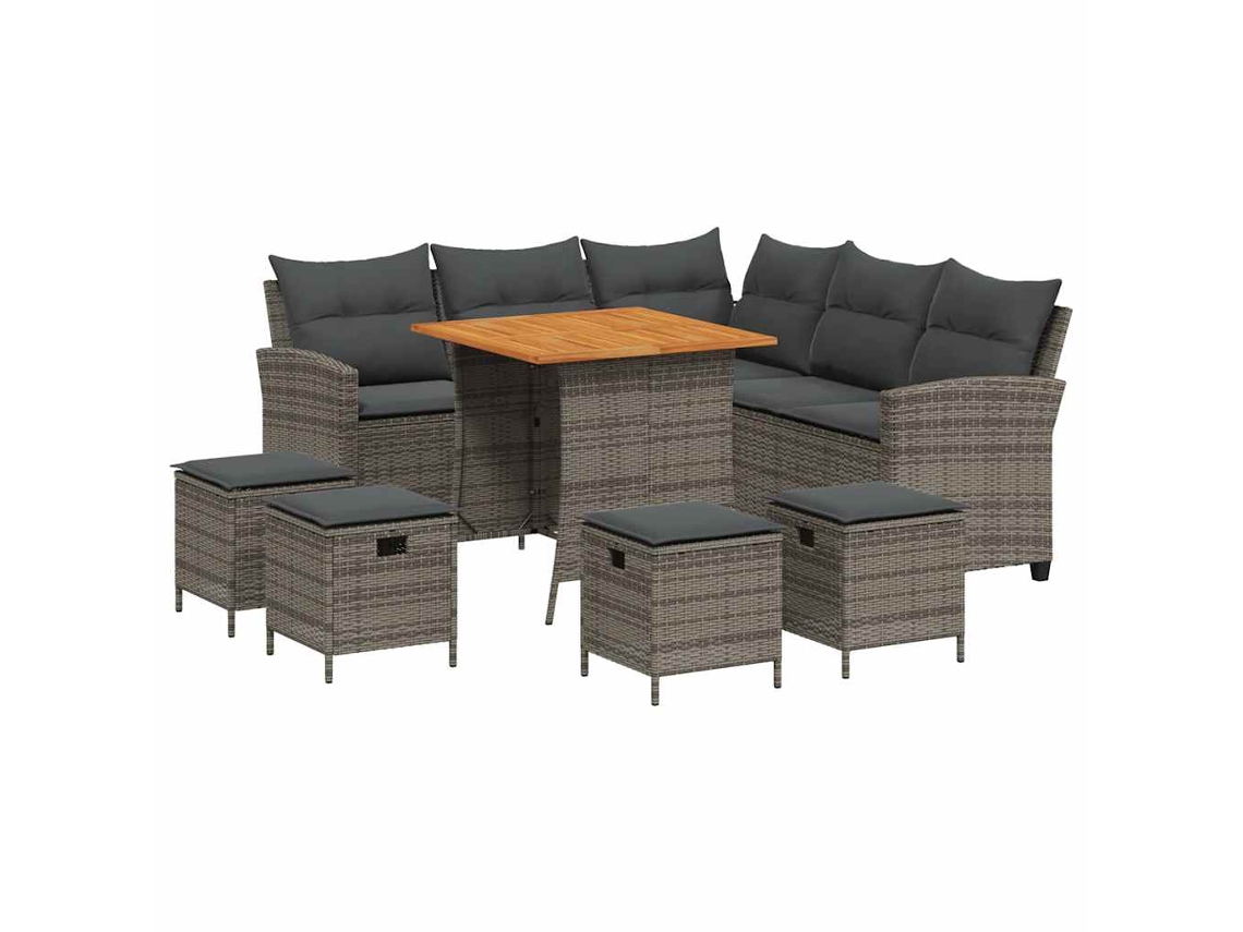 Maison Exclusive - Juego De Sofás De Jardín En Forma De L Con Cojines 6 Pzas Gris