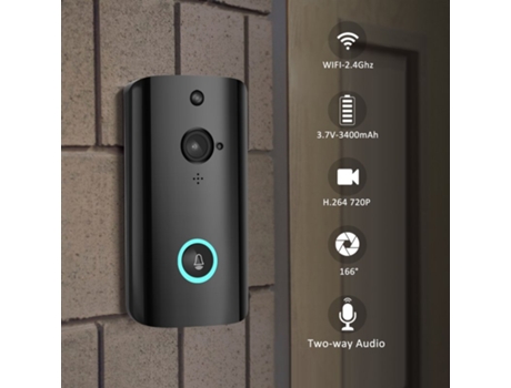 Inalámbrico Smart WiFi Audio Video Door Bell Teléfono remoto Intercomunicador negro