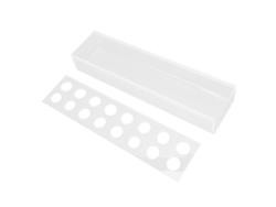 Jarrón rectangular de acrílico transparente con 16 agujeros.