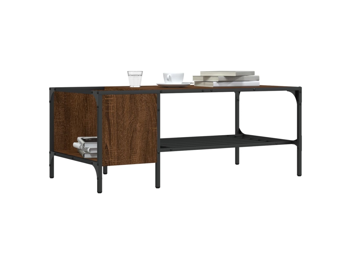Mesa Centro Estante Madera Ingeniería Roble Marrón 100x51x40 Cm