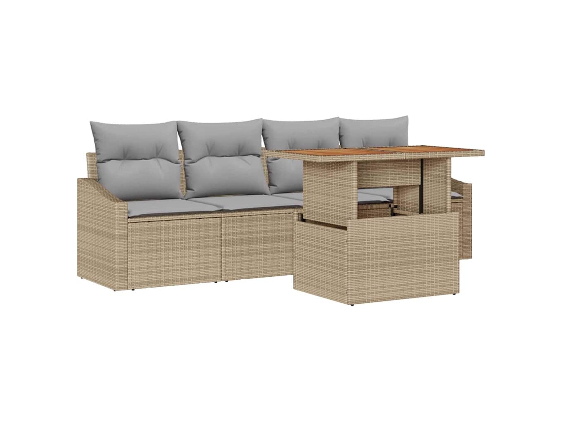 Maison Exclusive - Conjunto De Sofá De Jardín 5 Pcs Beige Poliratán
