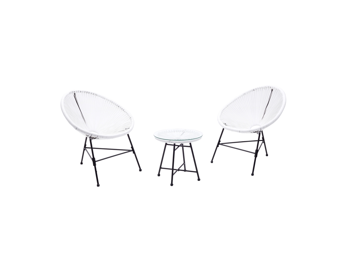Conjunto de Jardín CONCEPT U Acapulco 2 sillones Egg + mesa de centro blanca