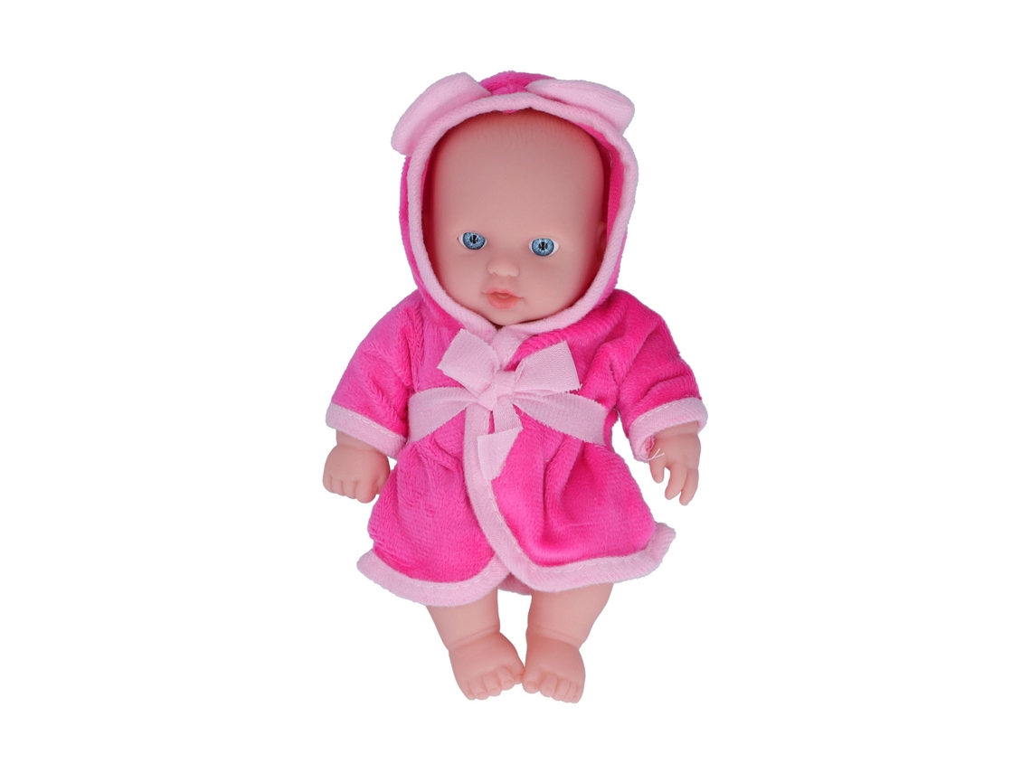Boneca Bebê Recém-nascido Realista 20cm Com Vestido Vermelho Rosa De Vinil