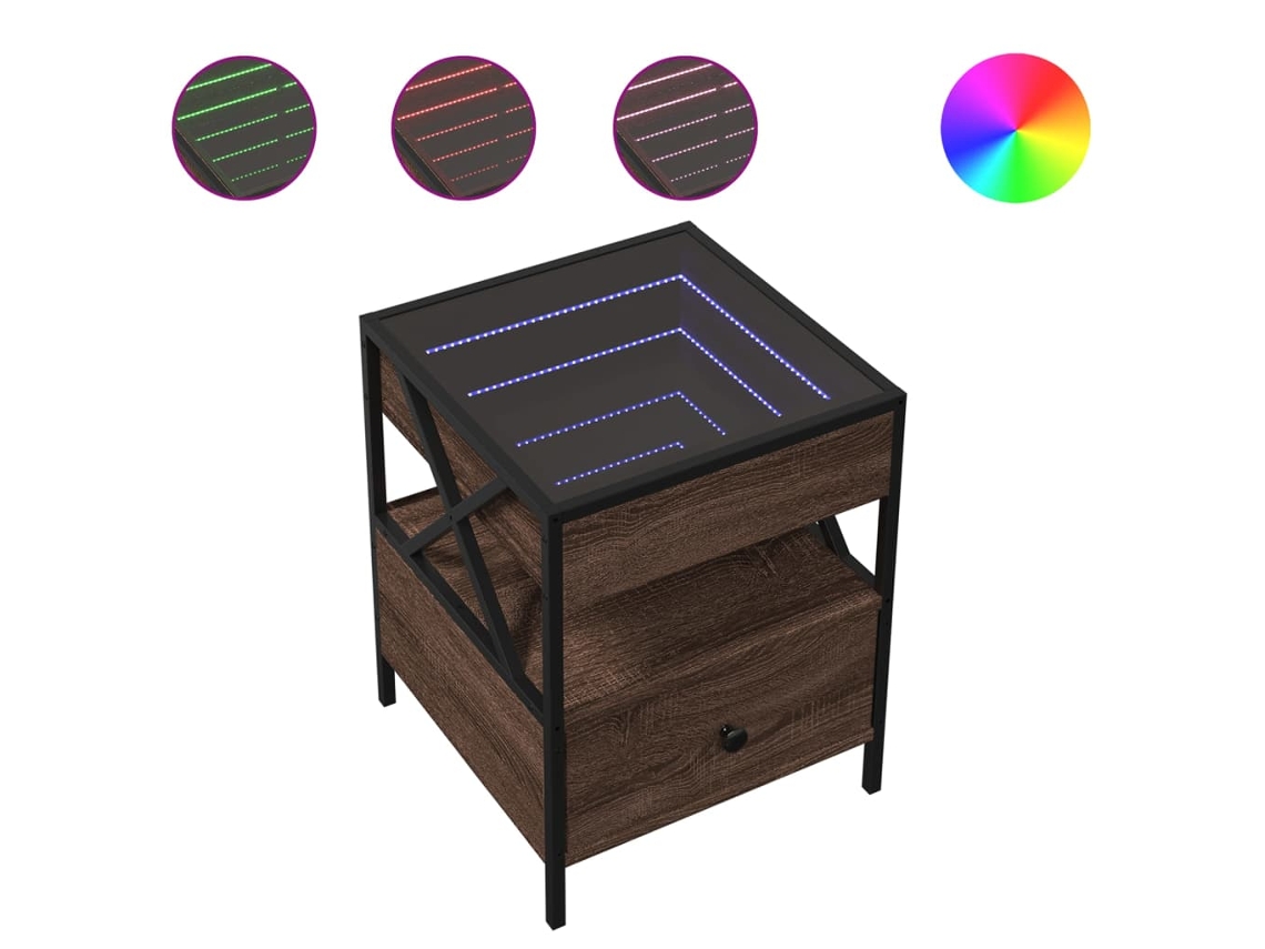 Maison Exclusive - Mesita De Noche Con Infinity Led Marrón Roble 40x40x51 Cm