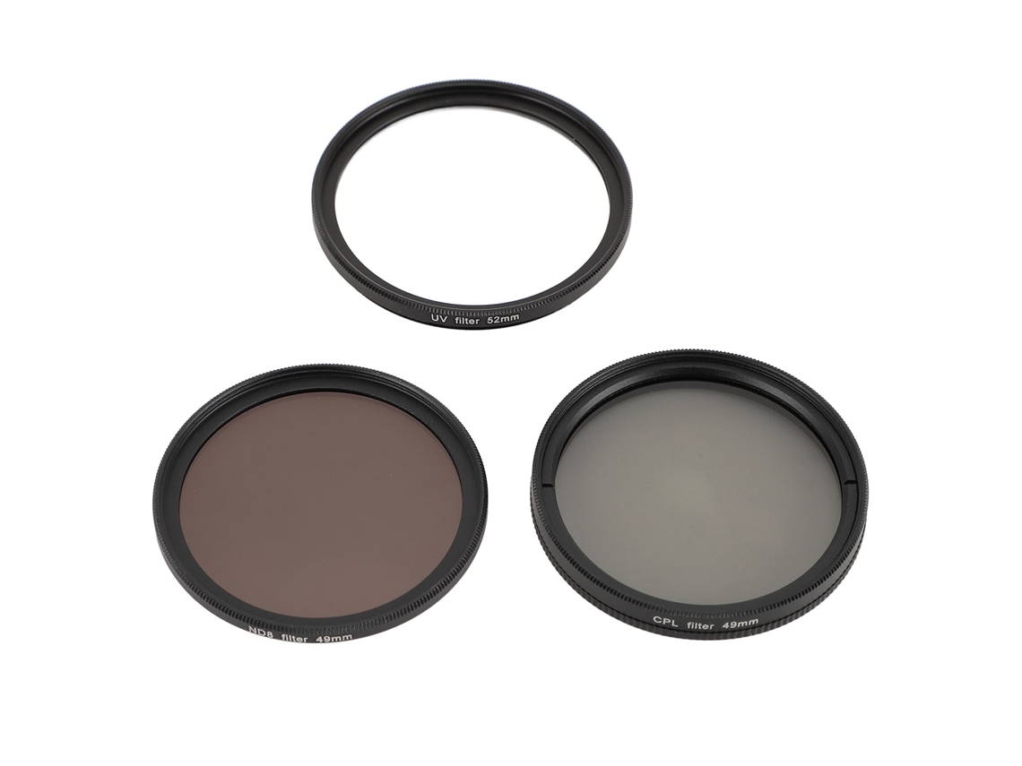 Juego de filtros 3 en 1 para cámara: UV, CPL y ND para objetivos DSLR.