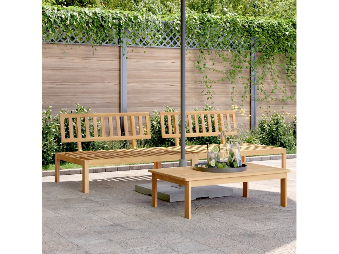 Sofá de jardín de 2 piezas de palets, madera maciza de acacia, DKD Home Decor