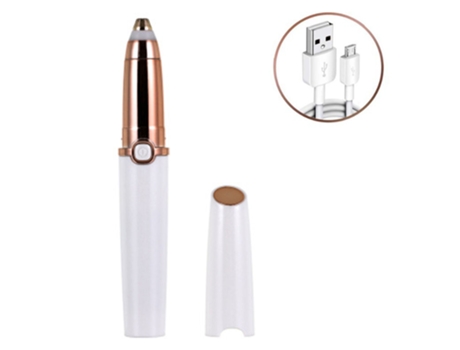 Depiladora de cejas Recargable Depiladora de cejas Sin dolor para labios faciales Afeitadora de cejas portátil con luz para mujeres Hombres-Blanco ...