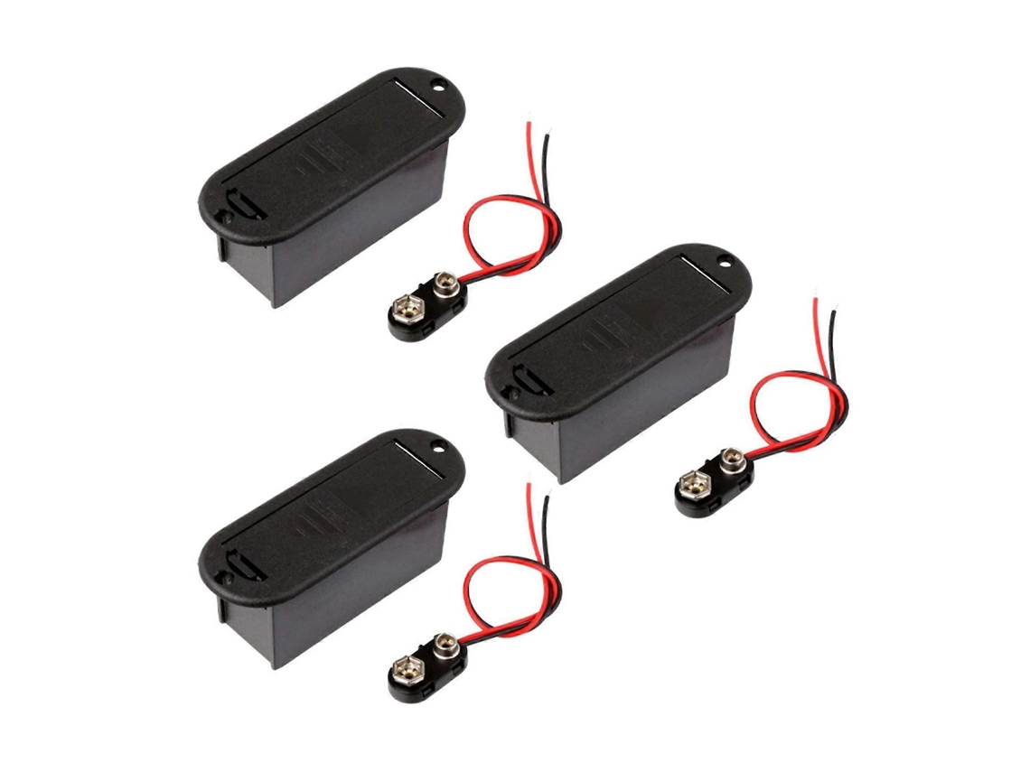 Portapilas para 3 pilas de 9 V para pastillas activas de guitarra y bajo.