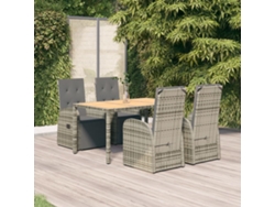 Juego de comedor de jardín de 5 piezas DKD Home Decor con cojines de mimbre gris