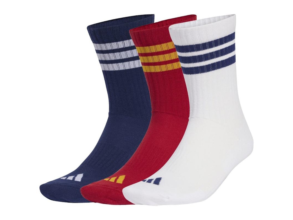 Adidas Essentials Pillowed Crew Calcetines Azul Rojo Blanco 3 Pares