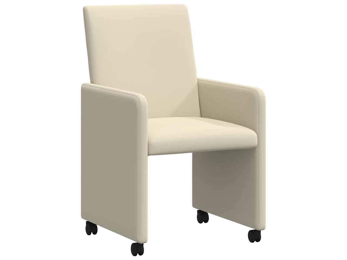 Juego de 2 sillas de comedor color crema con ruedas MAISON EXCLUSIVE 57x66x94 cm