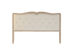 Cabecero de cama de lino beige y madera de caucho, 160x10x120cm