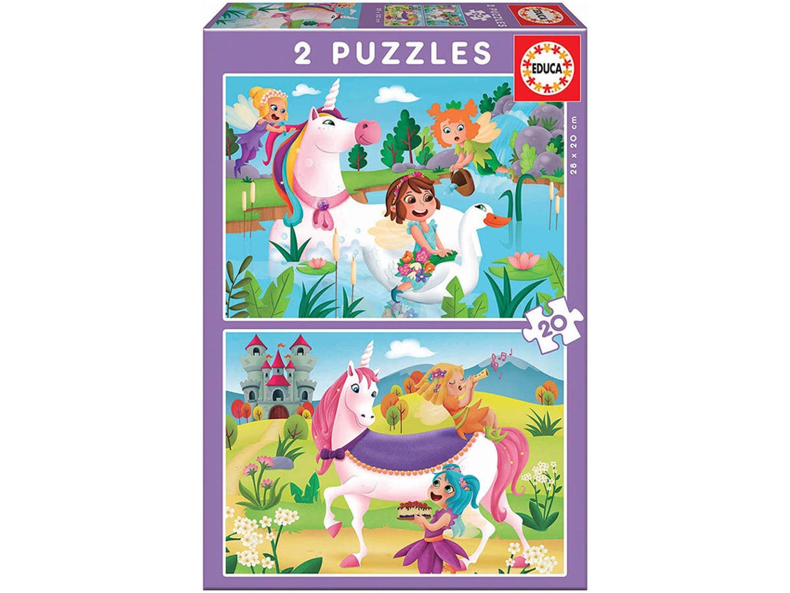 Puzzle EDUCA Junior 2x20 Unicornios y Hadas (Edad Mínima: 3 Años - 40 Piezas)