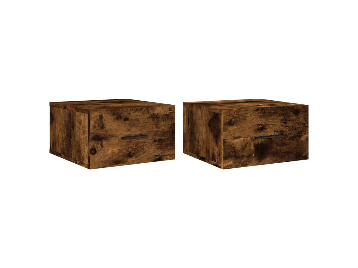 Mesitas de Noche de Pared 2 Pzs 35X35X20 Cm Roble Ahumado