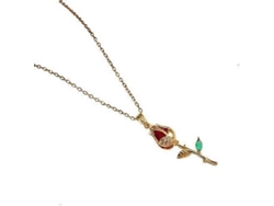 Collar Con Colgante De Fresa Y Circonita Brillante En Acero Inoxidable Para Mujeres Y Niñas - Joyería De Lujo
