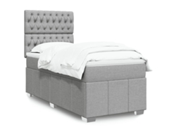 Cama box spring con colchón tela gris claro 90x190 cm