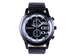 Reloj De Pulsera Analógico Para Hombre De Cuarzo Con Correa De Cuero Pu Zhoulianfa (negro)
