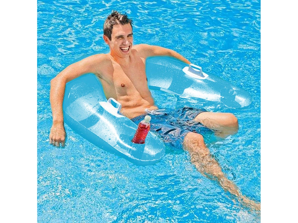 Silla Hinchable Para Piscina Para Adultos, Con Portavasos Y Asas, Ideal Para Fiestas En La Piscina Azul Siurn