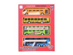 Conjunto De 4 Ônibus Pull Back League Brinquedo Educacional Para Crianças Com Portas Abertas