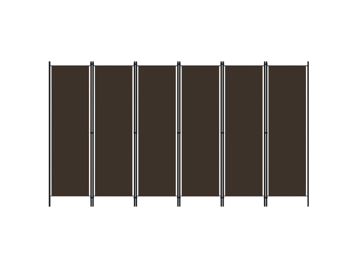 Biombo Divisor De 6 Paneles Marrón 300x180 Cm